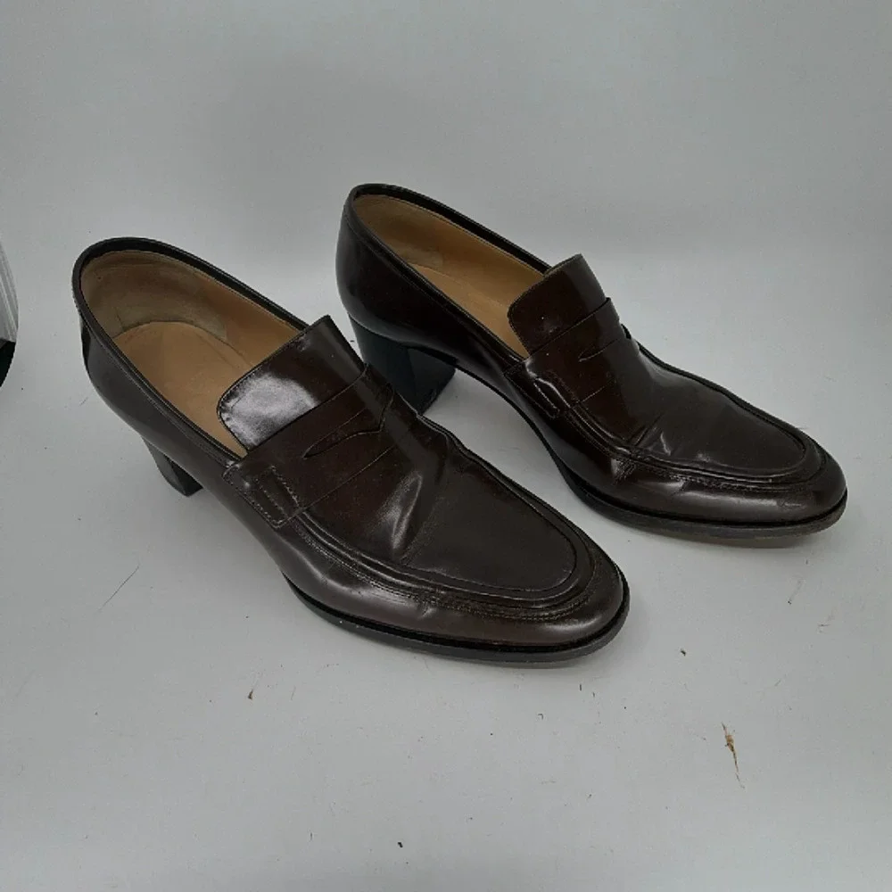Calvin Klein Heeled Penny Loafer Brown Leather 8 Loafer - Picture 2 of 8